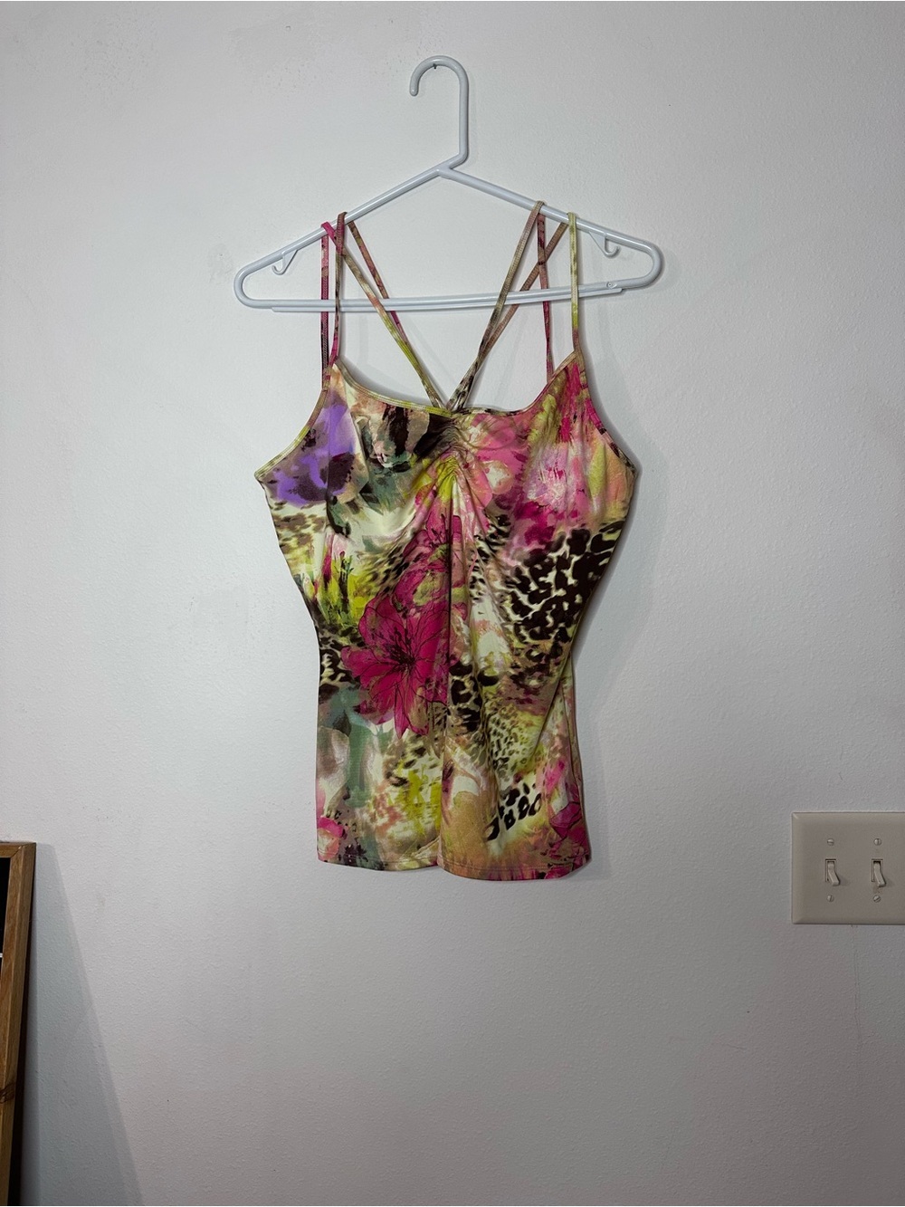 Boston Proper Pink Multi Floral & Animal Print Strappy Tank